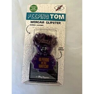 Peeping Tom Webcam Cover Clipster & Screen Cleaner Purple Microfiber Universal